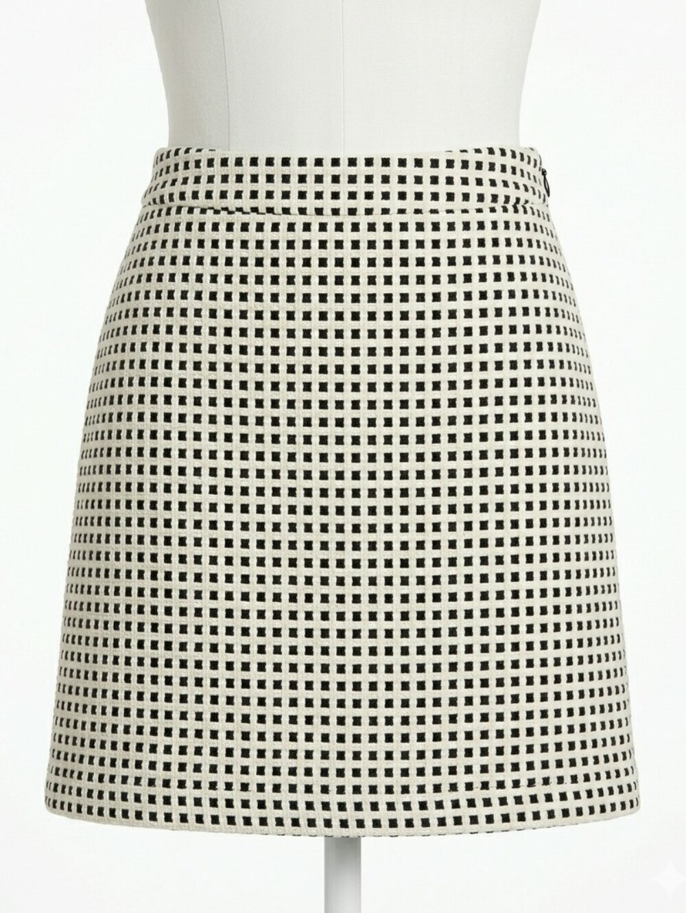 BANANA REPUBLIC Black Off White Textured Grid Knit Skirt Grid Woven Mini Size 6
